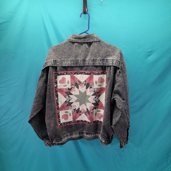 Vintage Presto Denim Jacket With Floral Quilt Patchwork Medium - Picture 9 of 9